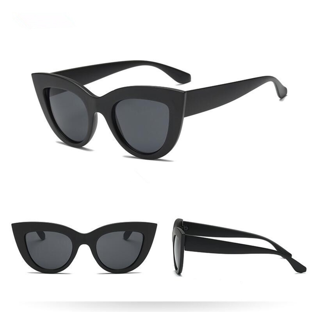 Oversized Vintage Black Cat Eye Tinted Sunglasses - Picture 2 of 6